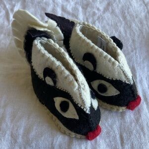 Handmade Wool Skunk Baby Booties